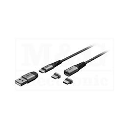 Slika za KABL USB C MUŠKI - USB C MUŠKI SA USB A ADAPTEROM