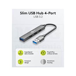 Slika za Slim 4-Port USB Hub, USB-A to USB-A, 5 Gbit/s